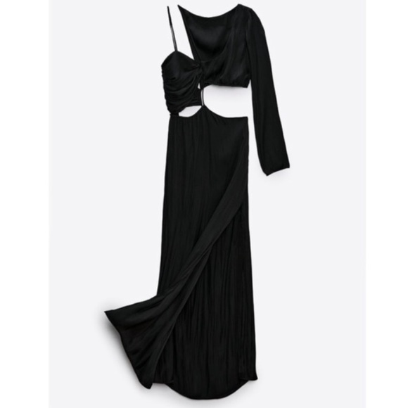 ZARA WOMAN NWT BLACK CUT OUT MIDI DRESS SIZE LARGE - Picture 12 of 13